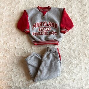 Vintage University of Maryland Sweatshirt Sweatpants Set Infant 18M Gray Terps
